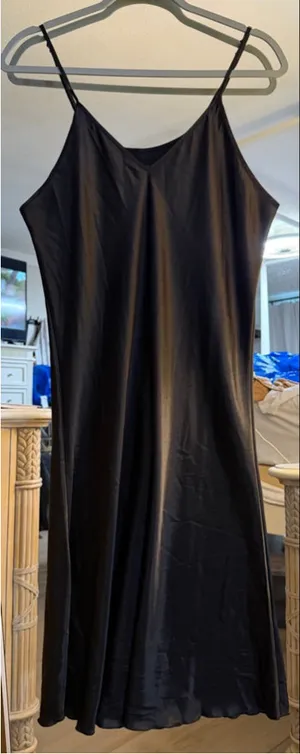 NEW Black Chemise Slip Midi Dress XL thumbnail 1