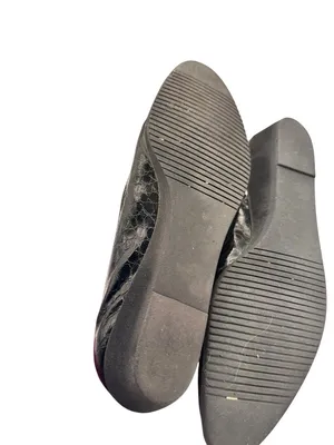 Salvatore Ferragamo Size 8.5 Black Croc Embossed Faux Leather Wedge Flats thumbnail 8