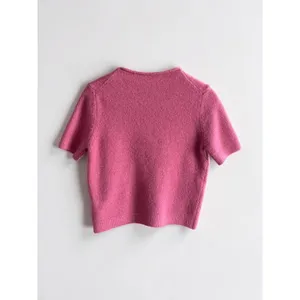 ZARA Pink Soft Knit Short Sleeve Sweater Crew Neck Medium thumbnail 2