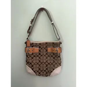 Coach Signature Stripe Buckle Crossbody Shoulder Bag‎ 1487 Khaki White Y2K thumbnail 5