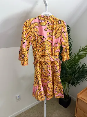 Farm Rio Banana Floral Mini Dress Size Medium thumbnail 3