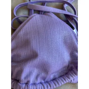 Wild Fable Lavender Purple Shimmer Ribbed Triangle Bikini‎ Top Daisy Detail XS thumbnail 5