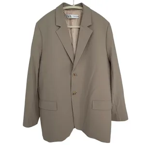 ZARA Oversized Tailored Single Breasted Taupe Blazer XL 16 18 thumbnail 4