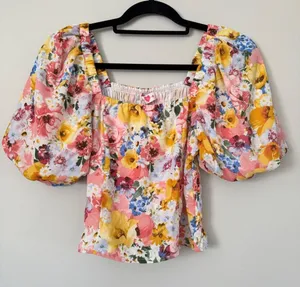 NWT Buddy Love Billie Smocked Puff Sleeve Top sz M thumbnail 5