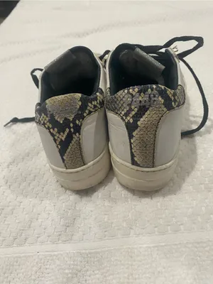P448 Black and Cream Snake-Print Low Top Sneakers thumbnail 3