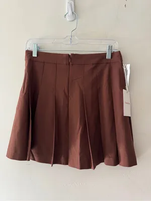 Aritzia NEW! Sunday Best Brown High-Waisted Pleated Olive Micro Mini Skirt thumbnail 6