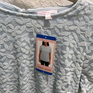 Women's Blue Floral Lace Blouse thumbnail 3