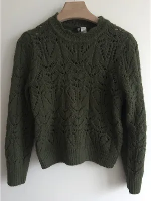 H&M Divided Women's Olive Green NWOT Knit Wool Blend Sweater Medium thumbnail 1