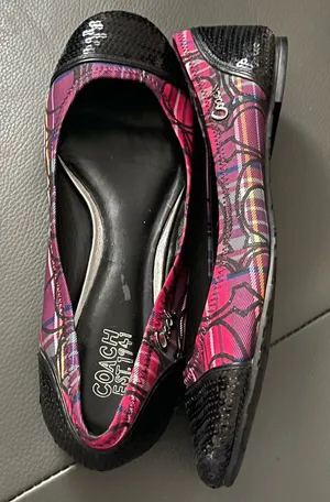 Coach Womens Poppy Tartan Sequin Shoes Ballet Style Flats SZ 7B A2788 thumbnail 1