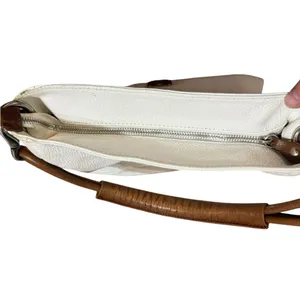 I Medici Firenze Italian White & Brown Genuine 100% Pebbled Leather‎ Handbag thumbnail 13