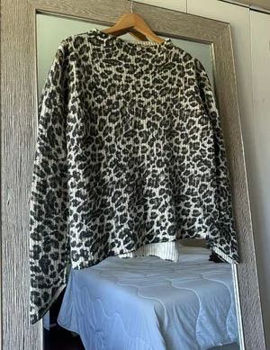 Generation Love Revolve Cheetah Print Wool Cashmere Blend Mockneck Sweater Large thumbnail 1