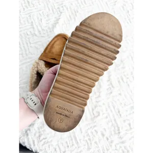 Aquatalia Amata Shearling Platform Loafer Mules in Camel Cozycore Minimalist thumbnail 9