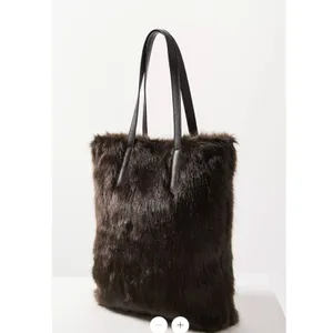 Urban Outfitters Brown Faux Fur Tote Bag Y2K Shoulder Purse Large Fuzzy Grunge thumbnail 12