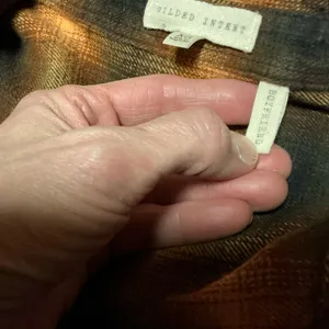 Gilded Intent Plaid Flannel Shirt XS Brown Black Button Down Buckle thumbnail 3