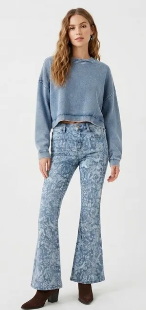 Free People We The Free Dream Lover Printed Flare Jeans – Size 29 thumbnail 1