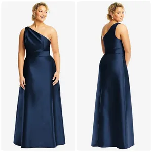 Alfred Sung Style D815 Draped‎ One-Shoulder Satin Maxi Dress Size 14 thumbnail 2