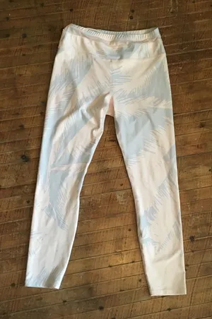 Fabletics blush and gray leafy high waist L athletic leggings thumbnail 1