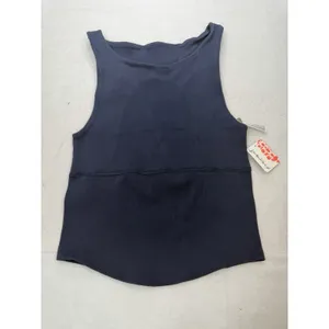 Free People Free Throw Unwind Cami Womens M/L Navy New Ribbed Cut-Out Back thumbnail 2