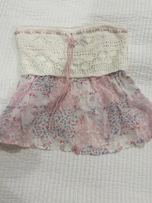 Hollister Strapless Babydoll top - White & Light Pink Floral thumbnail 2