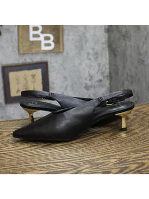 A New Day Womens Samantha Heels Slingback Faux Leather Black / Gold 6.5M thumbnail 8