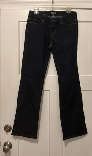 LOFT Jeans Size 8 Women’s Dark Blue Stretch Jeans Ladies Mid Rise Curvy Bootcut thumbnail 1