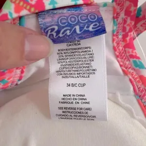NWT 34B/C Coco Rave halter push-up bikini top hot pink orange ruched middle‎ thumbnail 7