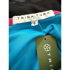 NWT Trina Turk Strapless Bodycon Mini Dress Hot Pink Lace Turquoise Lining Dress thumbnail 7