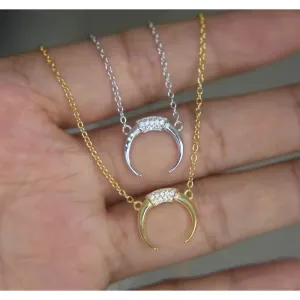 NEW Women's Gold-Plated Crescent Moon Horn Necklace‎ Size 16 + 2” thumbnail 11
