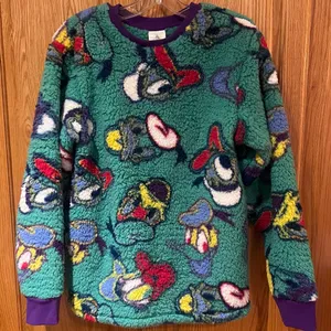 Disney Parks Donald Duck Sherpa‎ Fleece Pullover Crewneck Sweater Sweatshirt XS thumbnail 1