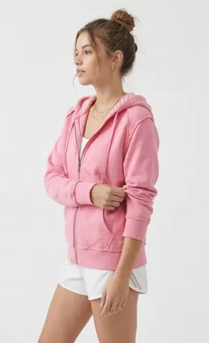 Cotton Candy Pink Raw Seam Zip-Up Hoodie thumbnail 2