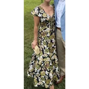 NWT Anthropologie Moon River V-Neck Shirred Midi Dress Sz. M thumbnail 3