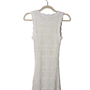 Olive +‎ Oak Womens Maxi Dress S White Crochet Pointelle Knit Boho Coastal READ thumbnail 4