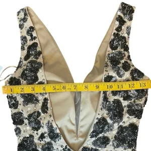 NWT Designer Jovani Sz.00 Mini Dress Sequin Leopard Print Nude Illusion Low Back thumbnail 8