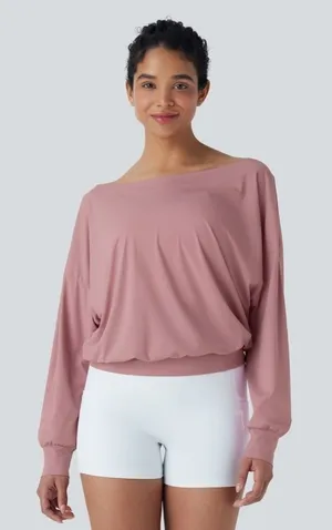 NWT Halara Off-shoulder Oversize Cool Touch Quick Dry Yoga Sports Top Athleisure thumbnail 1