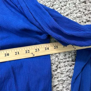Torrid 2X Blue Lace-Up Crinkle‎ Gauze Blouse Top Minimalist Coastal Boho Resort thumbnail 8