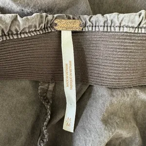 Free People M LULA CUFF PANTS Pull On Wide Leg Crop Brown 21" Inseam Capri thumbnail 7