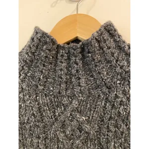 Lauren Ralph Lauren Hand Knit Gray Wool & Silk Sweater M Cottagecore Preppy thumbnail 8