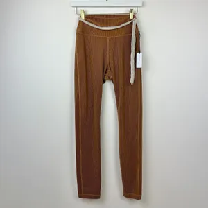 WeWoreWhat Chain High Rise Legging Ribbed Brown Stretch Athleisure Small NWT thumbnail 5