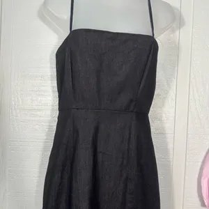 Lulus Black Denim Spaghetti Strap Dress Size EUC thumbnail 4