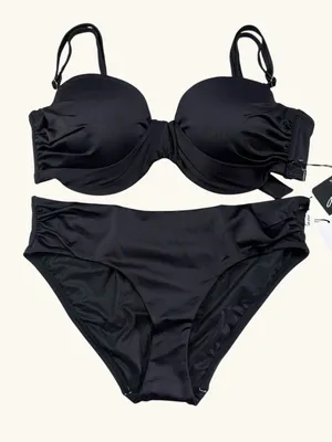 A.Ché Black Bandeaucc Underwire Bikini Set T5 32DDD 34DD 36D 38C 40B BottomL NWT thumbnail 2
