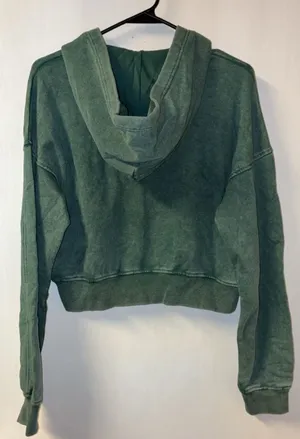 FEELZ. Washed Zip-Up Hoodie Dark Green Size XS thumbnail 5