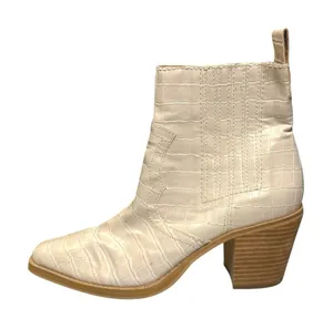 Steve Madden Geniva Beige Crock Faux Leather Square Toe Heel Boots Size 10M thumbnail 1