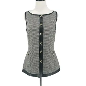 Simkhai Cressida Sleeveless Button Down Top Black White Check Size 2 NWT thumbnail 5