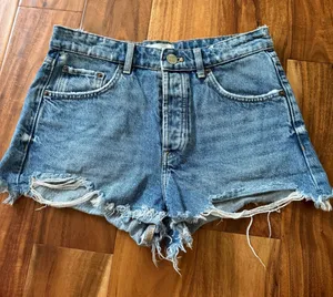 Zara Distressed Denim Jean Shorts Shorts thumbnail 1