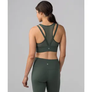 Lululemon Sun Setter Bra Size 6 Dark Forest Green Sports Bra Mesh Workout W2AK1S thumbnail 12