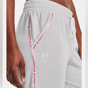 Under Armour Women's Rival Terry Taped Pants GREY/PINK Size XL Gray Jogger thumbnail 2