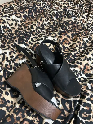 Universal Thread Black Crisscross Platform Slingback Wedges thumbnail 2