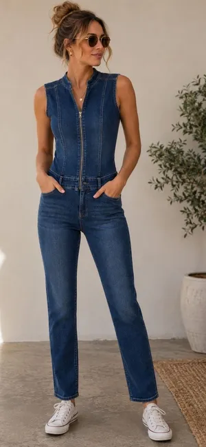 LOWLA Colombian Shapewear Denim Jumpsuit Butt Lift Tummy Control Size 9‎ thumbnail 1