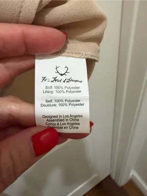 NWT For Love & Lemons Beige Chiffon Tie Neck Long Sleeve Button Down Blouse XS thumbnail 6