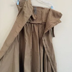 Anthropologie‎ Zip-Front Corset Midi Dress Womens XS Smocked Back Halter Olive thumbnail 5